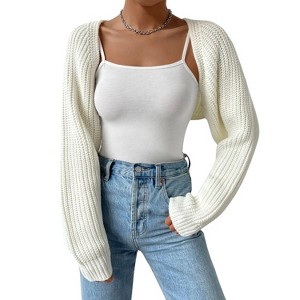 Clearlove Women's Spring and Fall Cropped Cardigan Sweaters Lightweight Knit Open Front Shrugs Outfits - 1 of 4