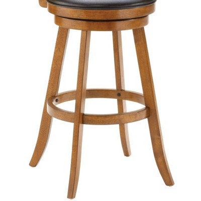 Fairfox Oak Swivel Counter Stool with Brown Faux Leather Seat