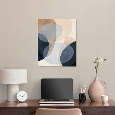 Abstract Shapes Beige and Blue 20" x 24" Canvas Wall Art