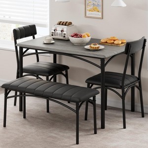 Dining Table Set for 4, Kitchen Table with Upholstered Chairs and Bench, Wood Rectangular Dining Table and Chairs Set for Home - 1 of 4