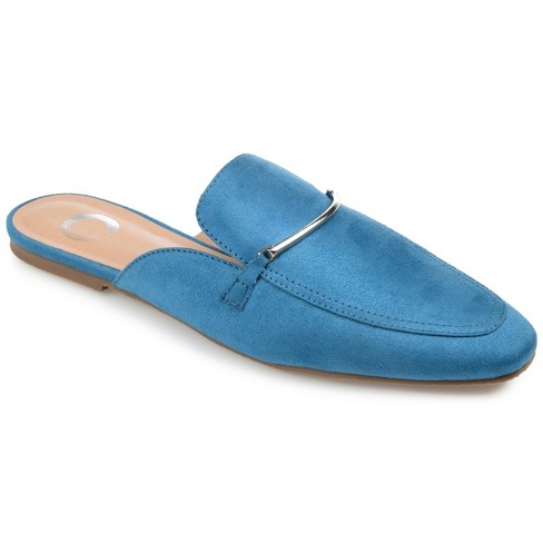 Journee Collection Womens Ameena Slip On Square Toe Mules Flats Blue 9.5 :  Target