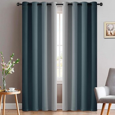 Yakamok Greyish White and Stone Blue Ombre Curtains(52x84 Inch, 2 Panels)