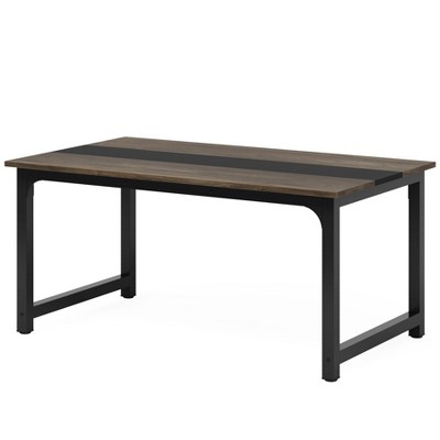 Lirago,Compact Rectangular Conference Table-Durable E1 Wood, Rustic-Gray & Black, Multi-Purpose Office Desk
