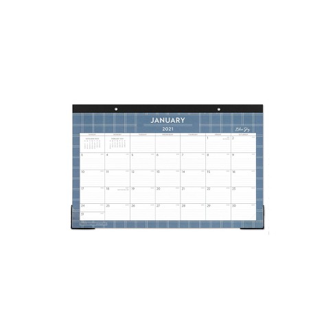 2020 2021 Academic Desk Pad Calendar 17 X11 Double Grid Blue