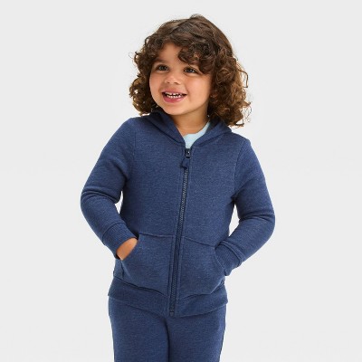 Toddler Boys' Fleece Zip-Up Sweatshirt - Cat & Jack™ Navy Blue 3T