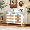 43" 6 Drawer Rattan Dresser for Bedroom, Double Chest of Drawers, Wood Storage Cabinet, Storage Dressers Organizer for Bedroom Hallway Entryway - 3 of 4