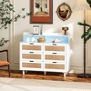 43" 6 Drawer Rattan Dresser for Bedroom, Double Chest of Drawers, Wood Storage Cabinet, Storage Dressers Organizer for Bedroom Hallway Entryway - image 3 of 4