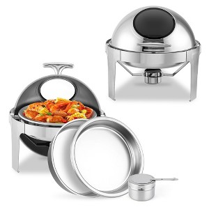 WhizMax 6.8 Quart Roll Top Chafing Dish Buffet Set with Visible Window, Round Stainless Steel Set - 1 of 4