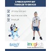 Bluey Drop Shoulder T-Shirt French Terry Shorts Adjustable Snapback Baseball Cap 3 Piece Outfit Set Toddler - 3 of 4