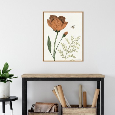 Springtime Floral Canvas Print with Light Brown Frame