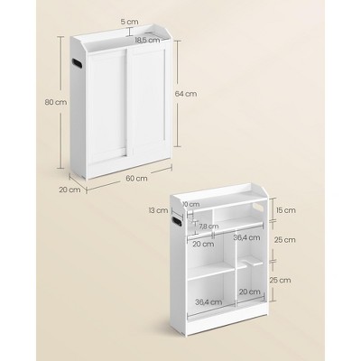 Cloud White Slim Bathroom Cabinet with Adjustable Shelving