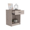 Vynxaria Modern Light Gray Nightstand with Drawer & Shelf - 3 of 4