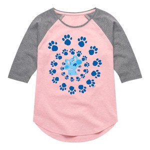 Girls' - Blue's Clues & You! - Blue Spiral Shirt Tail Raglan Graphic T-shirt - 1 of 4