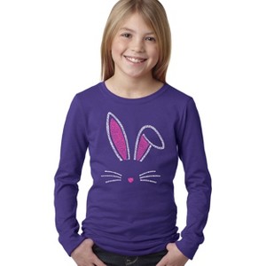 LA Pop Art Girl's Word Art Long Sleeve - Bunny Ears - 1 of 4