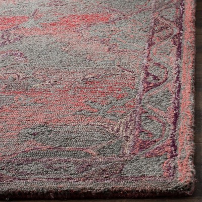 Handmade Red and Gray Wool and Viscose 8' x 10' Area Rug