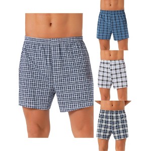 INSPIRE CHIC Men's 4 Pack Elastic Waistband Plaid Pattern Boxer Shorts - 1 of 4