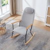 CAVINAS Teddy Fabric Glider Rocking Chair with High Backrest and Adjustable Headrest Pillow,Upholstered Rocking Chair,Nursery Accent Chair for Bedroom - 2 of 4
