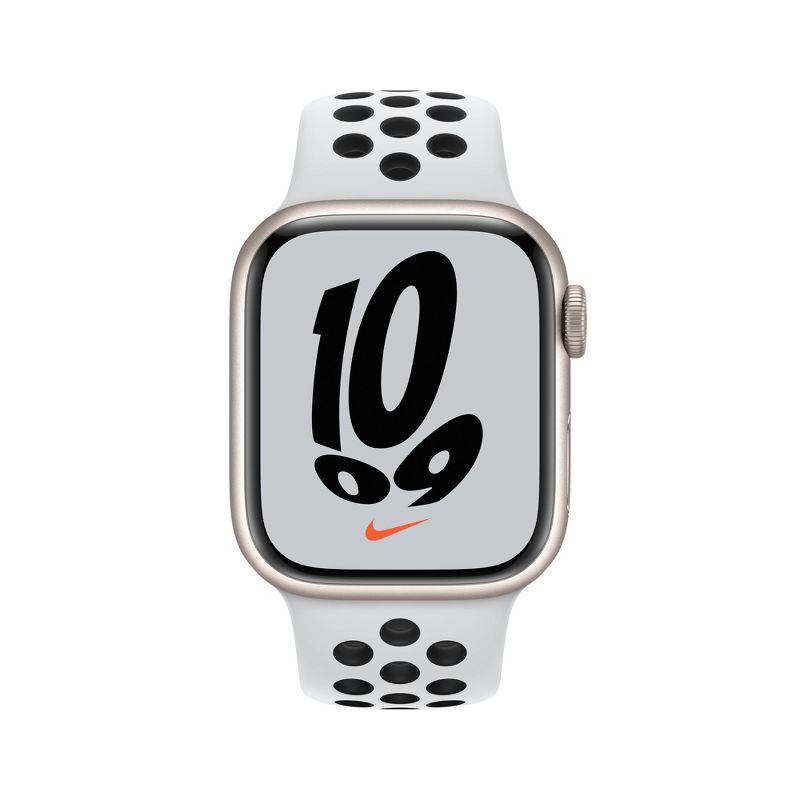 Apple Watch Nike Series 7 GPS, 45mm Starlight Aluminum Case with Pure Platinum/Black Nike Sport Band, 3 of 7