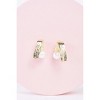 Slickblue Women's Earrings, Gold Pearl Ribbon Imitation Studs, Elegant Accent, Alloy, 0.8" Length - 2 of 3