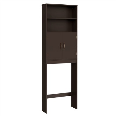 Yaheetech Free Standing Over the Toilet Storage with Doors and Open Shelves