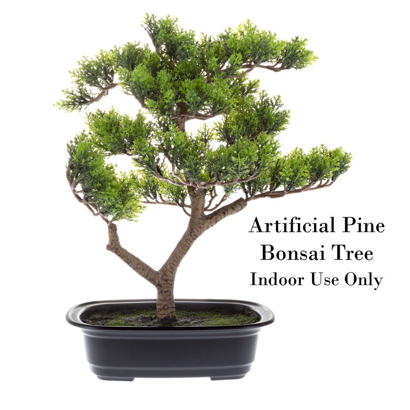 Nature Spring 14.5-Inch Artificial Bonsai Tree - Faux Pine Bonsai Topiary for Desk, Tables, or Shelves, Realistic Plastic Greenery and Ceramic Planter, 5 of 6