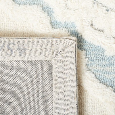 Ivory and Light Blue Hand-Tufted Wool 8' x 10' Area Rug