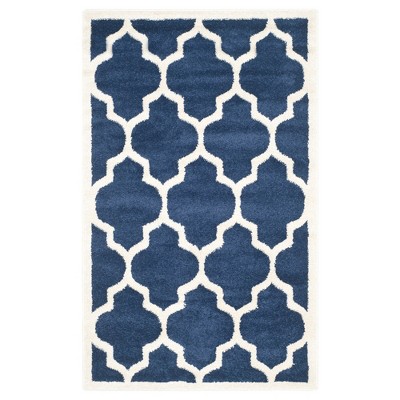 4'X6' Rectangle Outdoor Patio Rug  Navy/Beige - Safavieh