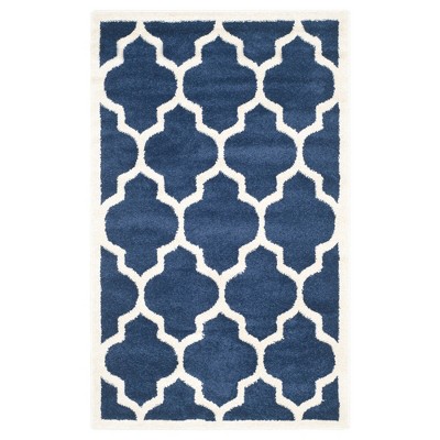 4'X6' Rectangle Outdoor Patio Rug  Navy/Beige - Safavieh