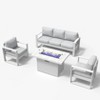 LayinSun 4 Pieces Aluminum Outdoor Patio Furniture Set, Metal Modern Conversation Sofa Set with Fire Pit Table and Washable Thick Cushions - 2 of 4