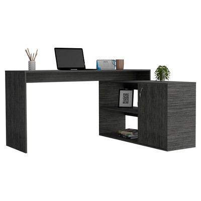 Vynxaria  L-Shaped Home Office Desk - Corner Desk with Shelves & Cabinet, Stylish Functional