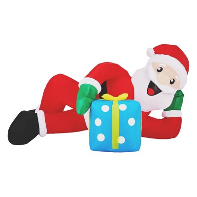 FONTOI Christmas Inflatable Santa Relaxing Pose Funny Holiday Blow Up Decoration for Outdoor Yard Lawn and Party Scene, Red, 8.66"*4.72"*13.78"