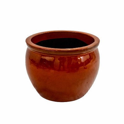 SpassWay 15" Dia Outdoor Indoor Ceramic Planter Pot Decorative Planter with Drainage Hole Patio Flower Pot