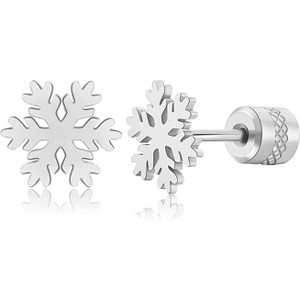 Snowflake Christmas Stud Earrings - Titanium Screw Back, Surgical Steel Post, Hypoallergenic Helix Jewelry - 1 of 4
