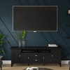 Vynxaria Transitional TV Media Stand, 72 Inch, Black, Solid Wood, 2 Drawers, 2 Doors - 3 of 4