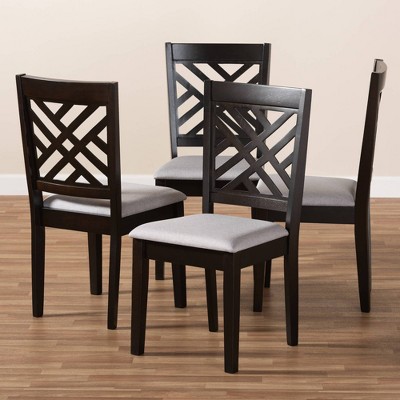 Gray Espresso Rubberwood and Cane Dining Chairs Set