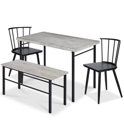 Best Choice Products 4-Piece Dining Kitchen Table Set w/ 2 Spindle-Back Chairs, Bench