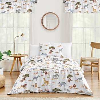 Sweet Jojo Designs Kids' Twin Comforter Bedding Set Jungle Animals Multicolor 4pc
