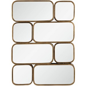 Uttermost Rectangular Vanity Accent Wall Mirror Modern Rounded Edge Antiqued Gold Metal Frame 23 3/4" Wide for Bathroom Bedroom - 1 of 2