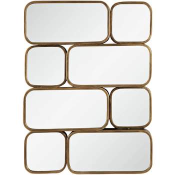 Uttermost Rectangular Vanity Accent Wall Mirror Modern Rounded Edge Antiqued Gold Metal Frame 23 3/4" Wide for Bathroom Bedroom