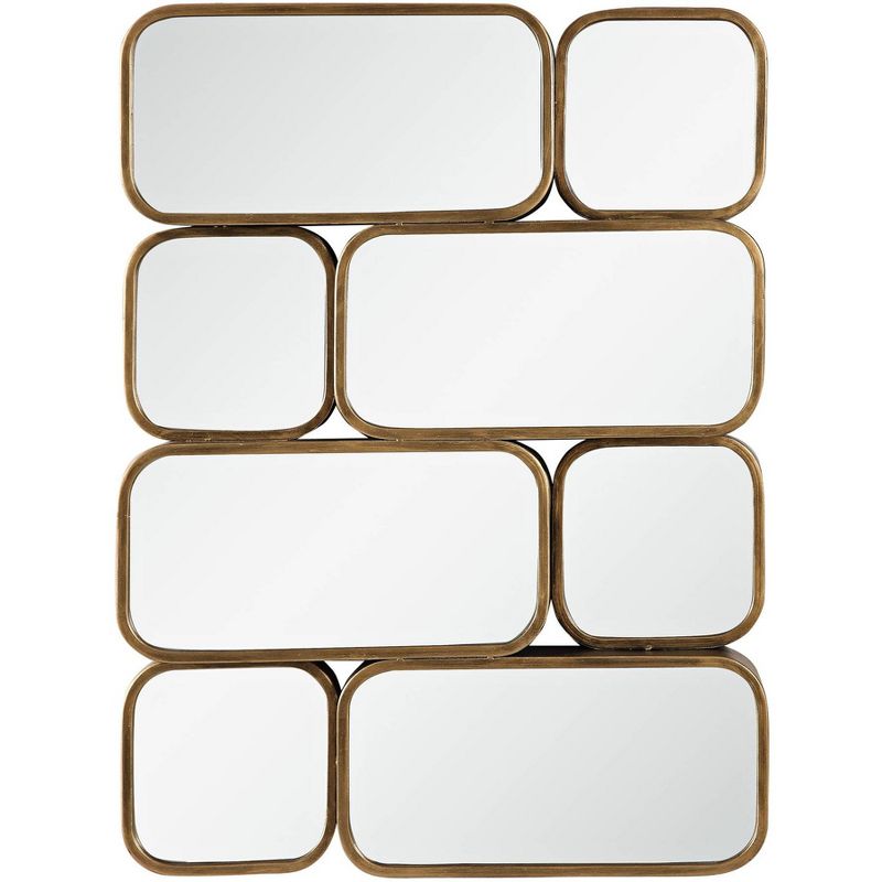 Uttermost Rectangular Vanity Accent Wall Mirror Modern Rounded Edge Antiqued Gold Metal Frame 23 3/4" Wide for Bathroom Bedroom, 1 of 3
