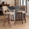 YOUNIKE Counter Height Bar Stool 26 Inch Modern Farmhouse Barstools with Solid Wood Legs Upholstered Bar Height Chair Boucle Fabric - 2 of 4