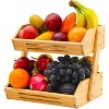 2 Tier Bamboo Fruit Basket for Kitchen, 11" Tall Fruit Storage Holder, Heavy Duty/Large Capacity for Vegetables, Fruit, and Snack(Self-assembly) - 3 of 4