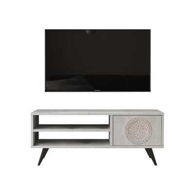 HomeStock Cloud TV Unit Wooden-Legged TV Stand 43 Inches Stone -Uv Print