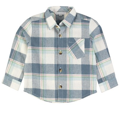 RuggedButts Toddler Boys Flannel Long Sleeve Button Down Shirt