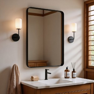CIPACHO Black Metal Framed Wall Mirror - Unbreakable, Anti-Delivering, Distortion-Free, Easy Install - 1 of 4