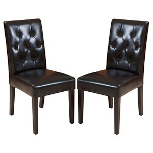 Gentry Bonded Leather Dining Chair Black (Set of 2) - Christopher Knight Home