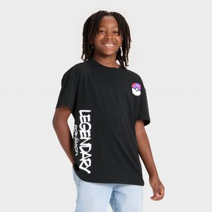 Boys' Pokémon Legendary Grid Oversized Short Sleeve Graphic T-Shirt - Black - 1 of 4
