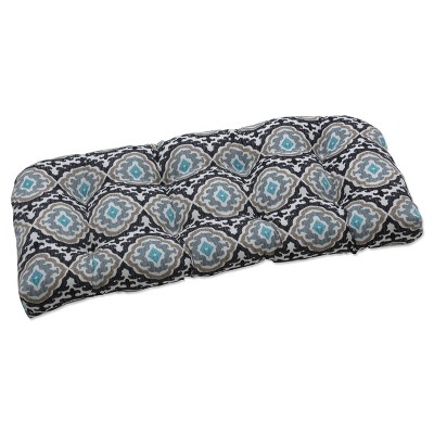 Outdoor/Indoor Loveseat Cushion Agrami Medallion Black - Pillow Perfect