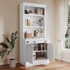 White 83.4" Tall Modern Bookshelf with LED Light and Drawers, Vertical Wood Cabinet for Living Room and Office-3irtyhousy - 3 of 4