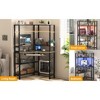 Aheaplus Small  Computer Desk with Hutch, Corner Home Office Desk with LED Lights & Power Outlets, Gaming Desk with Keyboard Tray - 4 of 4